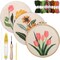 3-Set Flower Punch Needle Kit – Beginner-Friendly DIY Embroidery Set with Printed Patterns, Hoops, Yarn, Threader & Instructions for Adults